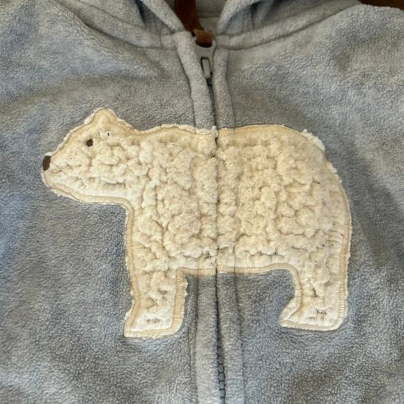 3/$15 Carters 6 months Boys Bear Romper Outfit Sherpa Fleece Winter Blue - Picture 4 of 6